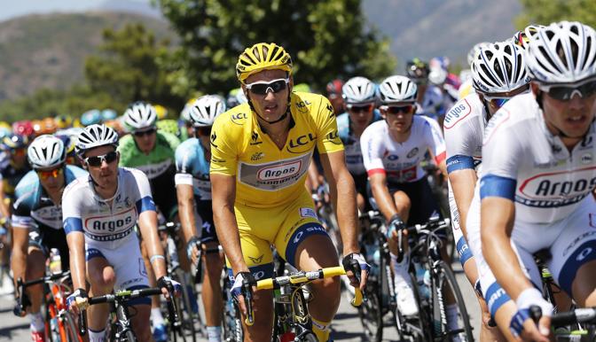 Marcel Kittel, prima maglia gialla del Tour 2013. Ansa
